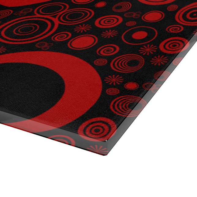 Rounds, Red-Black Glass Cutting Board (Corner)