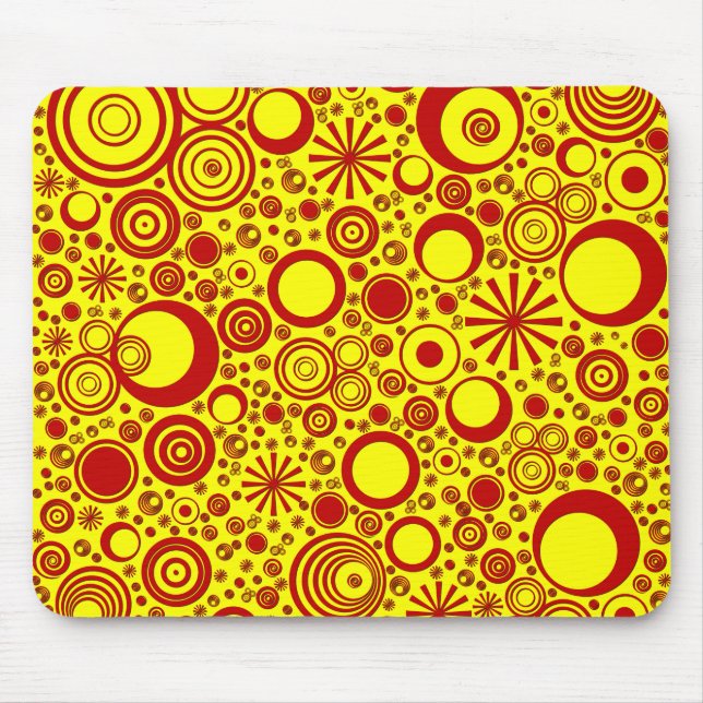 Rounds, Yellow-Red Computer Mouse Pad (Front)