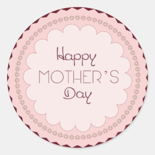 Roundtrack "mother's day" hashtag modern classic round sticker