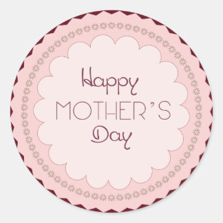 Roundtrack "mother's day" hashtag modern classic round sticker