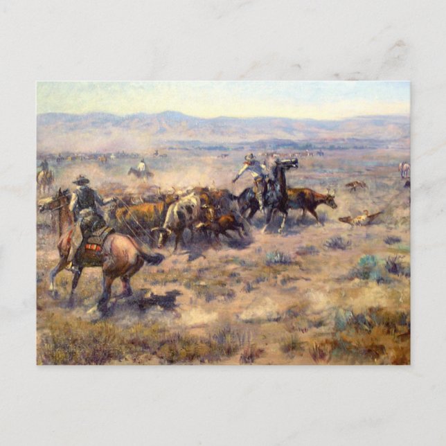 Roundup 1913 - Charles Marion Russell Postcard (Front)