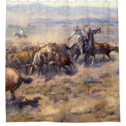 Roundup 1913 _ Charles Marion Russell Shower Curtain