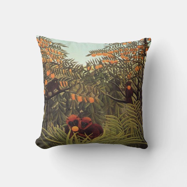 Rousseau - Apes in the Orange Grove Throw Pillow (Front)
