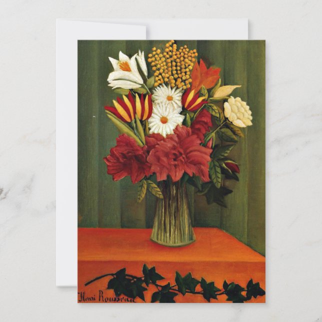 Rousseau - Bouquet of Flowers with an Ivy Branch Holiday Card (Front)