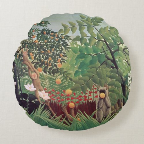 Rousseau_exotic_landscape Round Pillow