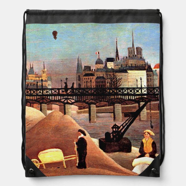Rousseau - Ile Saint Louis and Notre Dame Drawstring Bag (Front)