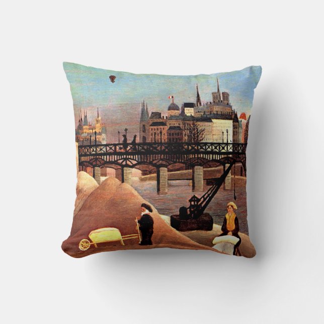 Rousseau - Ile Saint Louis and Notre Dame Throw Pillow (Front)
