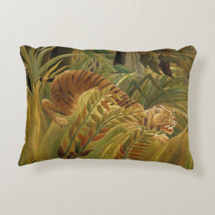 Rousseau Jungle Tropical Tiger Art Accent Pillow