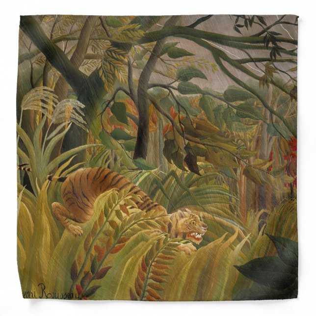 Rousseau Jungle Tropical Tiger Art Bandana (Front)