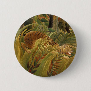 Rousseau Jungle Tropical Tiger Art Button