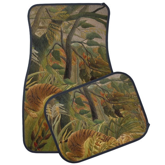 Rousseau Jungle Tropical Tiger Art Car Floor Mat (Set)