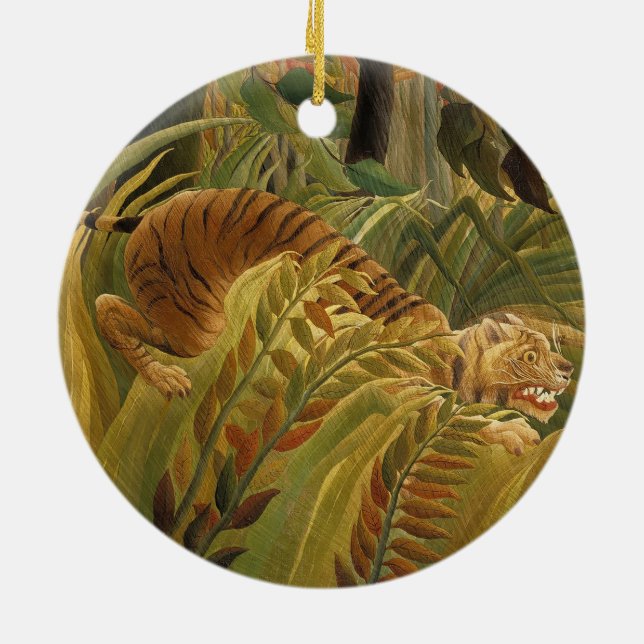 Rousseau Jungle Tropical Tiger Art Ceramic Ornament (Back)