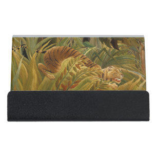 Rousseau Jungle Tropical Tiger Art Desk Business Card Holder