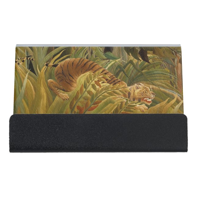 Rousseau Jungle Tropical Tiger Art Desk Business Card Holder (Front)