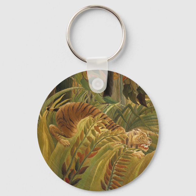 Rousseau Jungle Tropical Tiger Art Keychain (Front)