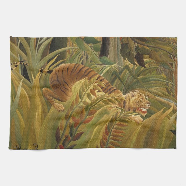 Rousseau Jungle Tropical Tiger Art Kitchen Towel (Horizontal)