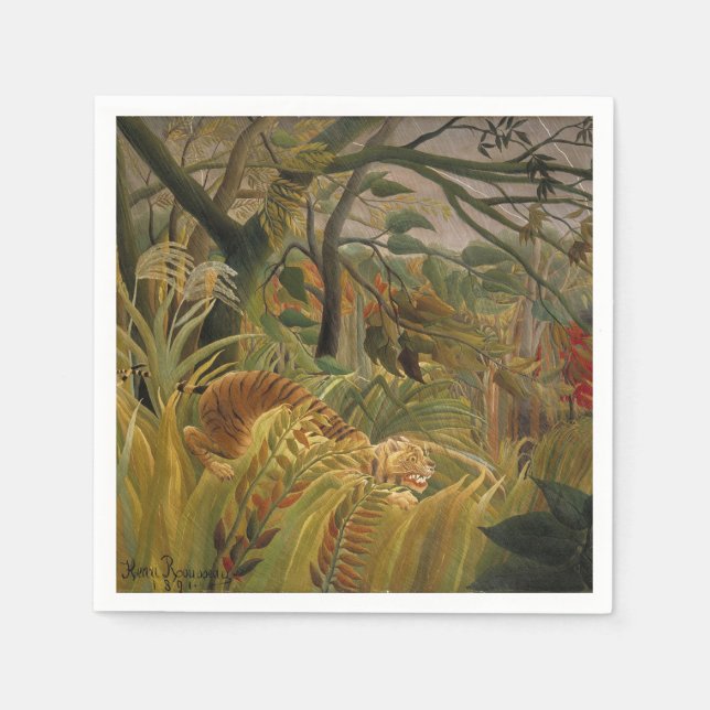 Rousseau Jungle Tropical Tiger Art Napkins (Front)