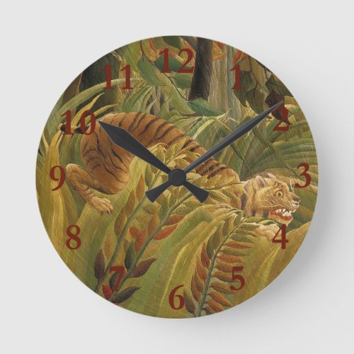 Rousseau Jungle Tropical Tiger Art Round Clock