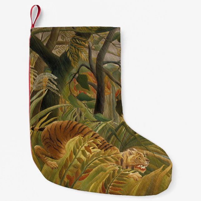 Rousseau Jungle Tropical Tiger Art Small Christmas Stocking (Front)