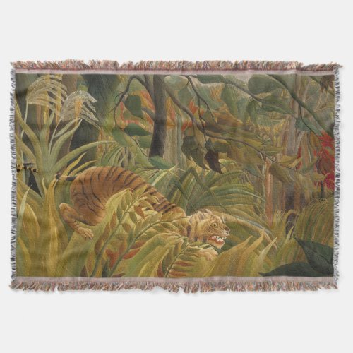 Rousseau Jungle Tropical Tiger Art Throw Blanket