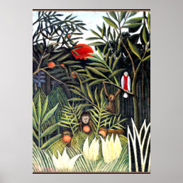 Rousseau - Monkeys and Parrot in the virgin forest Poster