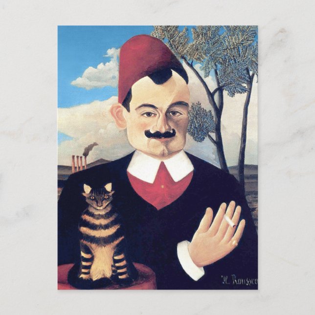 Rousseau - Portrait of Pierre Loti Man with Cat Postcard (Front)