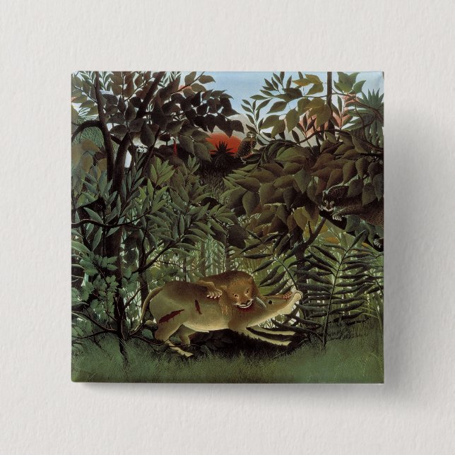 Rousseau’s Hungry Lion button (Front)