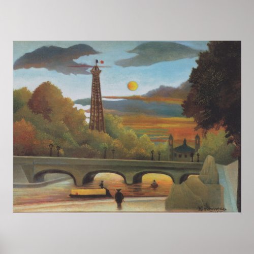 Rousseau Seine and Eiffel_tower in the sunset Post Poster