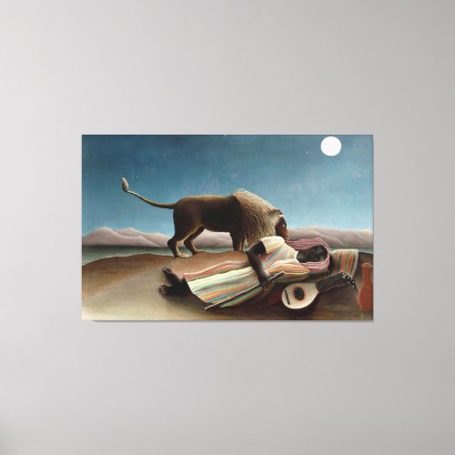 Rousseau Sleeping Gypsy Lion Painting Canvas Print