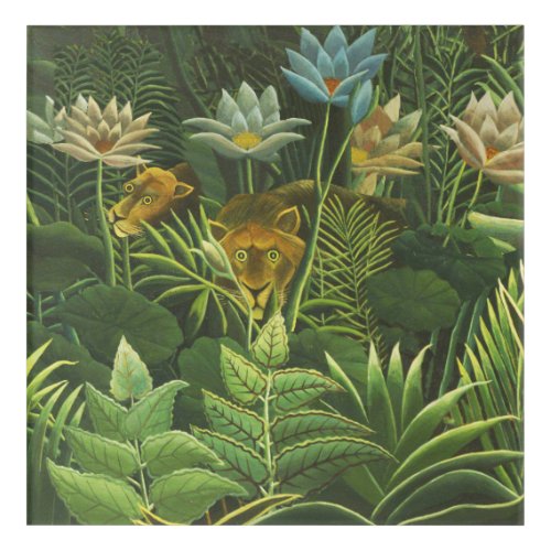 Rousseau Tropical Jungle Lion Painting Acrylic Print