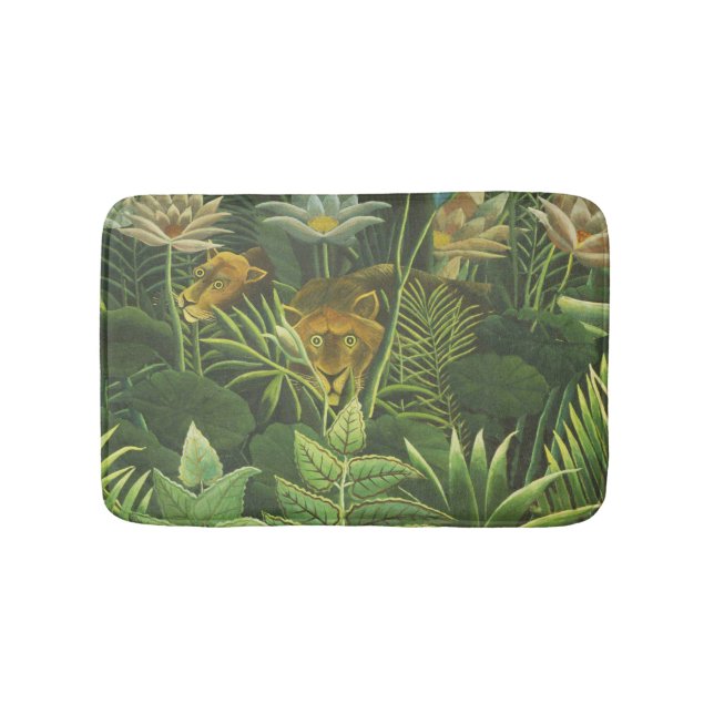 Rousseau Tropical Jungle Lion Painting Bath Mat (Front)
