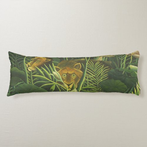 Rousseau Tropical Jungle Lion Painting Body Pillow