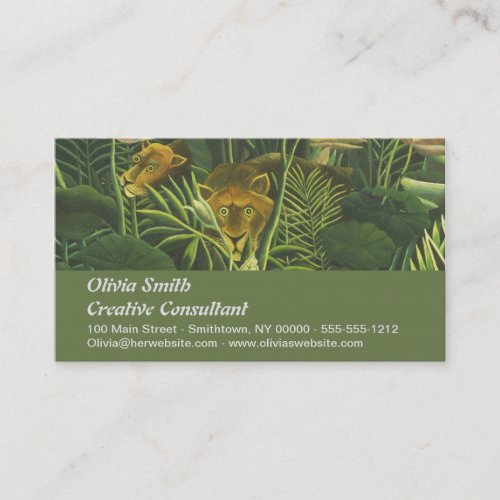 Rousseau Tropical Jungle Lion Painting Business Card