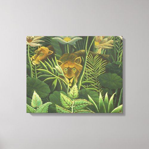 Rousseau Tropical Jungle Lion Painting Canvas Print
