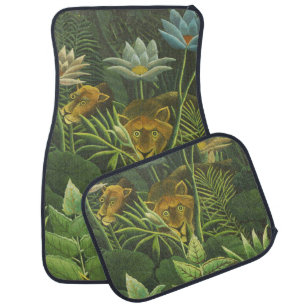 Rousseau Tropical Jungle Lion Painting Car Mat