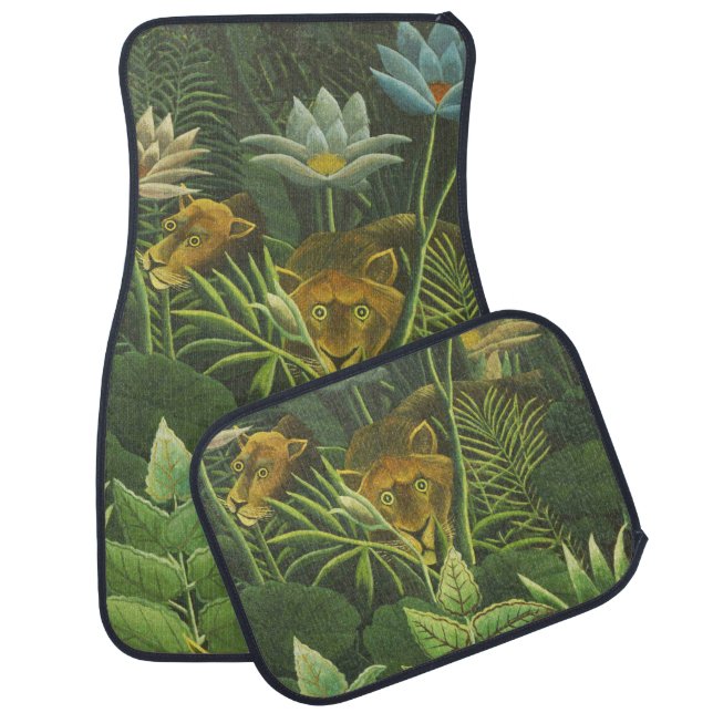 Rousseau Tropical Jungle Lion Painting Car Mat (Set)