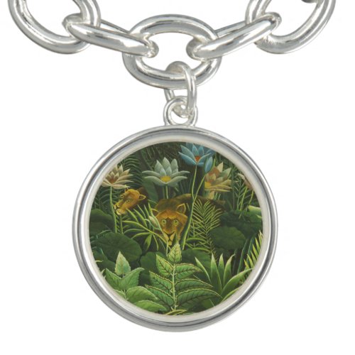 Rousseau Tropical Jungle Lion Painting Charm Bracelet