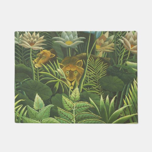 Rousseau Tropical Jungle Lion Painting Doormat