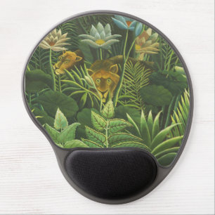 Rousseau Tropical Jungle Lion Painting Gel Mouse Pad