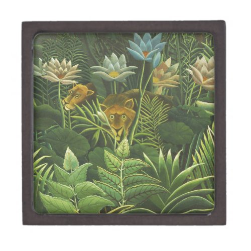 Rousseau Tropical Jungle Lion Painting Keepsake Box