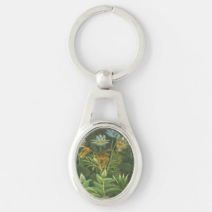 Rousseau Tropical Jungle Lion Painting Keychain