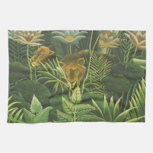 Rousseau Tropical Jungle Lion Painting Kitchen Towel