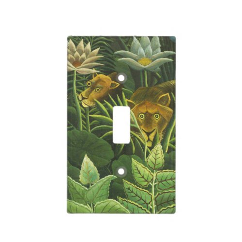 Rousseau Tropical Jungle Lion Painting Light Switch Cover