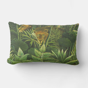 Rousseau Tropical Jungle Lion Painting Lumbar Pillow