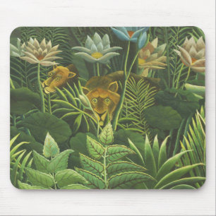 Rousseau Tropical Jungle Lion Painting Mouse Pad