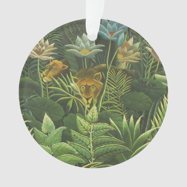 Rousseau Tropical Jungle Lion Painting Ornament (Front)