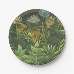 Rousseau Tropical Jungle Lion Painting Paper Plates