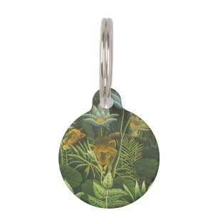 Rousseau Tropical Jungle Lion Painting Pet Tag