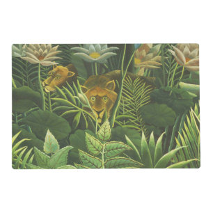 Rousseau Tropical Jungle Lion Painting Placemat