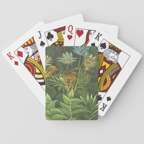 Rousseau Tropical Jungle Lion Painting Poker Cards